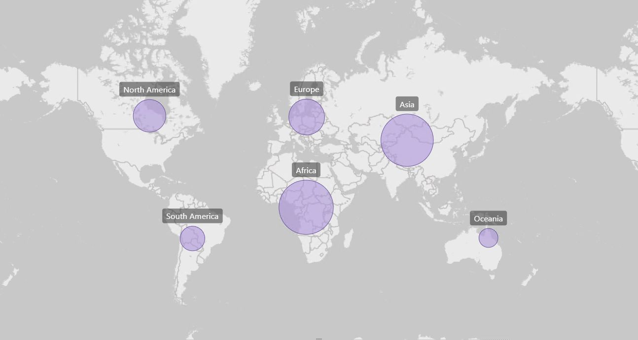 World Map showing regions we support